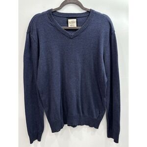 Vintage Old Navy Men's V-Neck Sweater Medium Blue Cotton Cashmere Knit Preppy